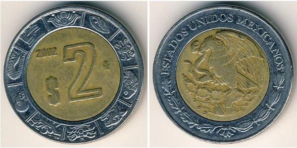 2 Песо Соединённые Штаты Мексики (1867 - ) Биметалл 