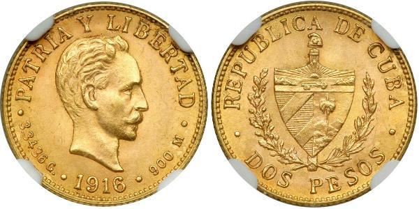2 Песо Куба Золото Jose Julian Marti Perez (1853 - 1895) 
