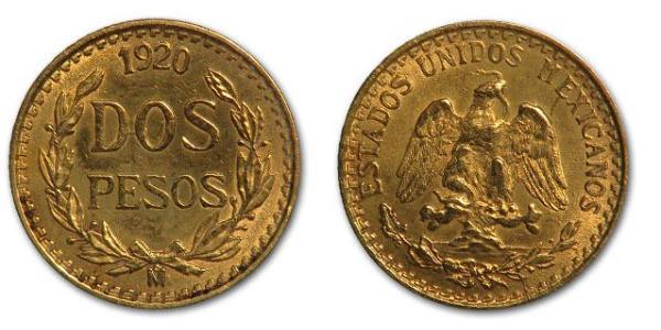 2 Песо Мексиканські Сполучені Штати (1867 - ) Золото 