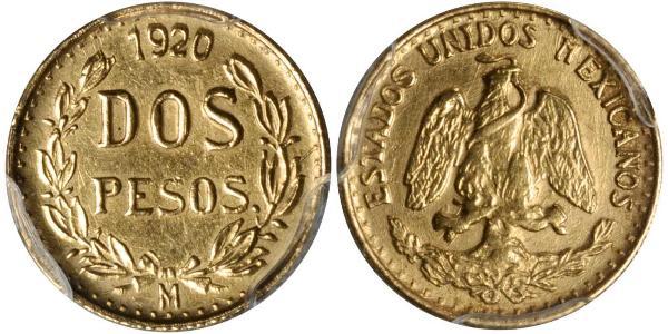 2 Песо Мексиканські Сполучені Штати (1867 - ) Золото 