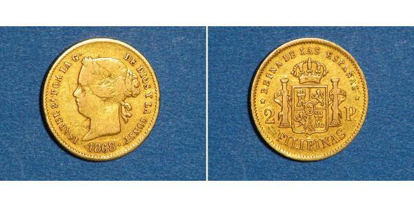 2 Песо Філіппіни / Королівство Іспанія (1814 - 1873) Золото Isabella II of Spain (1830- 1904)