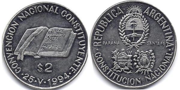2 Песо Аргентинская Республика (1861 - ) Никель 