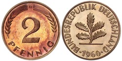 2 Пфенниг ФРГ (1949-1990) Бронза 