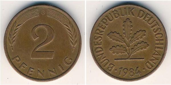 2 Пфенниг ФРГ (1949-1990) Бронза 