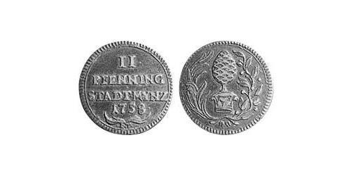2 Пфенниг Аугсбург (1276 - 1803) Медь 