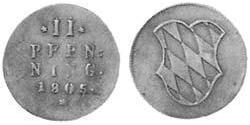 2 Пфенниг Бавария (курфюршество) (1623 - 1806) Медь 