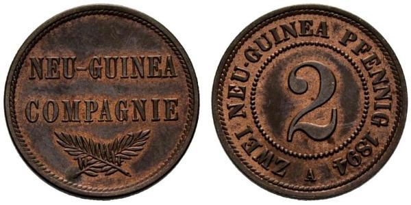 2 Пфенниг Германская империя (1871-1918) / Новая Гвинея Медь 