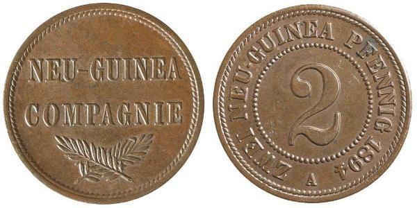 2 Пфенниг Германская империя (1871-1918) / Новая Гвинея Медь 