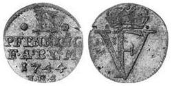 2 Пфенниг Ангальт-Бернбург (1603 - 1863) Серебро (билон) Victor Frederick, Prince of Anhalt-Bernburg (1700 – 1765)