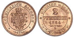 2 Пфеніг Королівство Саксонія (1806 - 1918)  