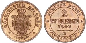 2 Пфеніг Королівство Саксонія (1806 - 1918)  