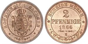 2 Пфеніг Королівство Саксонія (1806 - 1918)  