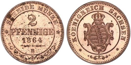 2 Пфеніг Королівство Саксонія (1806 - 1918)  