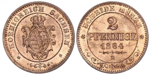 2 Пфеніг Королівство Саксонія (1806 - 1918)  