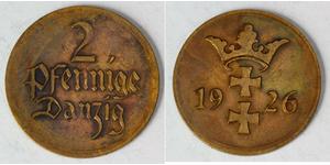 2 Пфеніг Gdansk (1920-1939) / Польща Бронза 