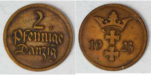 2 Пфеніг Gdansk (1920-1939) / Польща Бронза 