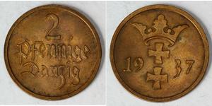 2 Пфеніг Gdansk (1920-1939) / Польща Бронза 