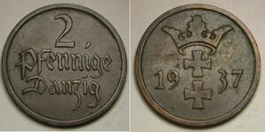 2 Пфеніг Gdansk (1920-1939) / Польща Бронза 