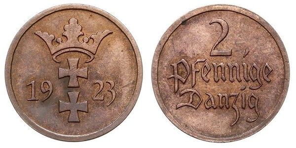 2 Пфеніг Gdansk (1920-1939) / Польща Бронза 