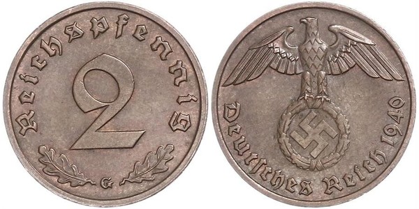 2 Пфеніг Третій рейх (1933-1945) Бронза 