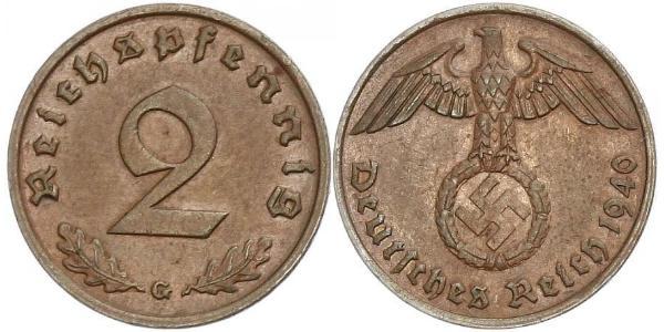 2 Пфеніг Третій рейх (1933-1945) Бронза 