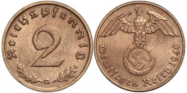 2 Пфеніг Третій рейх (1933-1945) Бронза 