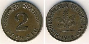 2 Пфеніг ФРН (1949-1990) Бронза 