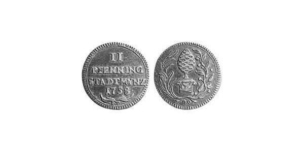 2 Пфеніг Аугсбург (1276 - 1803) Мідь 