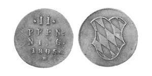 2 Пфеніг Баварія (курфюрство) (1623 - 1806) Мідь 