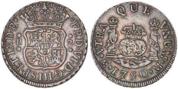 2 Реал Испанская империя (1700 - 1808) Серебро Карл III король Испании (1716 -1788)