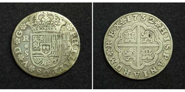 2 Реал Испанская империя (1700 - 1808) Серебро 