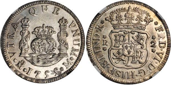 2 Реал Испанская империя (1700 - 1808) Серебро Карл III король Испании (1716 -1788)