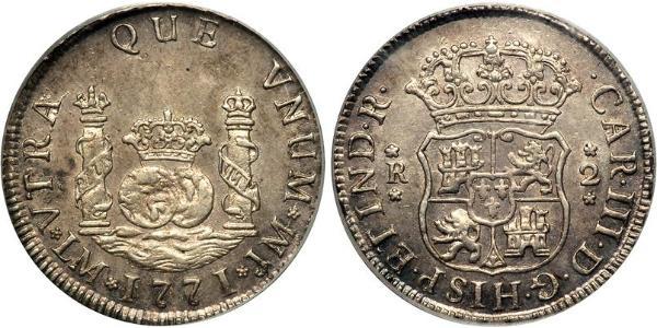 2 Реал Іспанська Імперія (1700 - 1808) Срібло Карл III король Іспанії (1716 -1788)