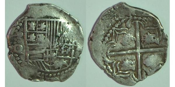 2 Реал Віце-королівство Перу (1542 - 1824) / Болівія Срібло Філіп III король Іспанії (1578-1621)