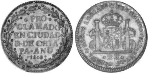 2 Реал Нова Іспанія (1519 - 1821) Срібло Фердинанд VII король Іспанії (1784-1833)