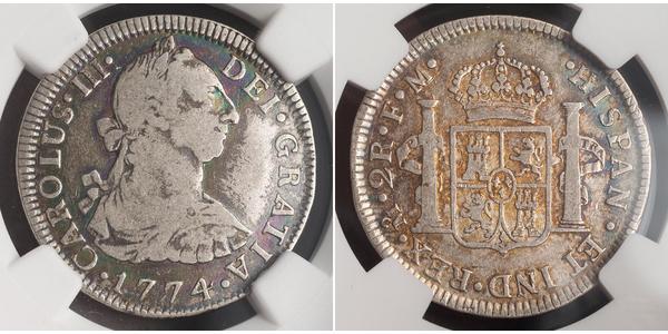 2 Реал Нова Іспанія (1519 - 1821) Срібло Карл III король Іспанії (1716 -1788)