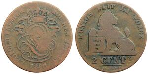 2 Сантим Бельгия Медь Леопольд I (король Бельгии) (1790-1865)