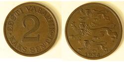 2 Сент Estonia (Republic) Бронза 