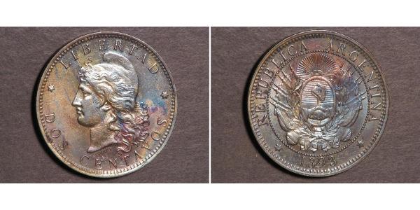 2 Сентаво Республіка Аргентина (1861 - ) Мідь 