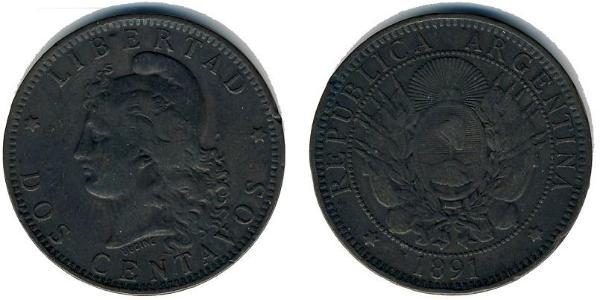 2 Сентаво Республіка Аргентина (1861 - ) Мідь 