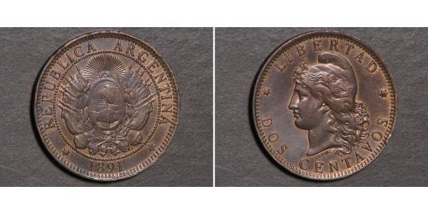 2 Сентаво Республіка Аргентина (1861 - ) Мідь 