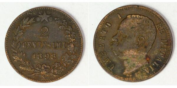 2 Сентесимо Kingdom of Italy (1861-1946) Медь Умберто I (1844-1900)