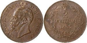 2 Сентесімо Kingdom of Italy (1861-1946) Мідь Victor Emmanuel II of Italy (1820 - 1878)