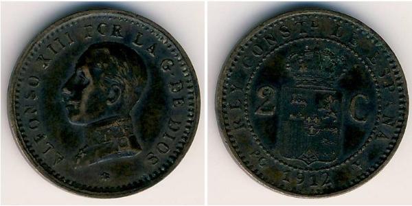 2 Сентимо Королевство Испания (1874 - 1931) Бронза/Медь Alfonso XIII of Spain (1886 - 1941)