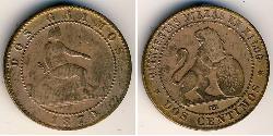 2 Сентимо Королевство Испания (1814 - 1873) Медь 