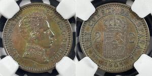 2 Сентімо Королівство Іспанія (1874 - 1931) Мідь Alfonso XIII of Spain (1886 - 1941)