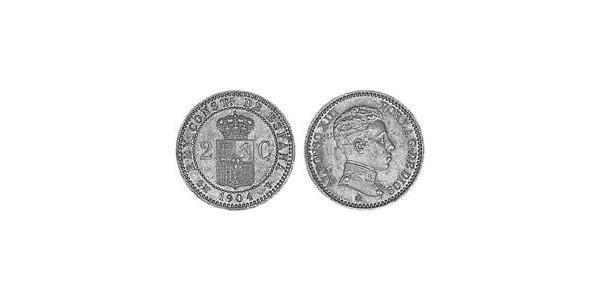 2 Сентімо Королівство Іспанія (1874 - 1931) Мідь Alfonso XIII of Spain (1886 - 1941)