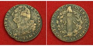 2 Соль Королевство Франция (843-1791) Бронза Людовик XVI (1754 - 1793)