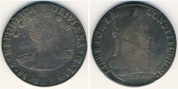 2 Соль Многонациональное Государство Боливия (1825 - ) Серебро 