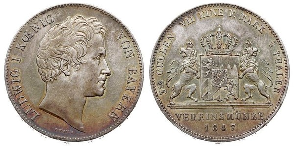 2 Талер Королевство Бавария (1806 - 1918) Серебро Людвиг I (король Баварии)(1786 – 1868)
